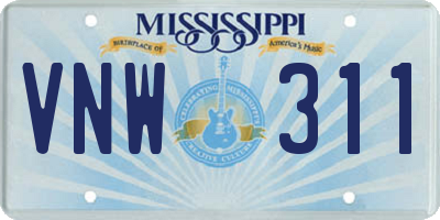 MS license plate VNW311