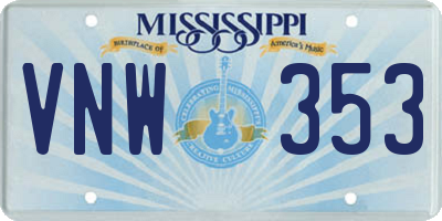MS license plate VNW353