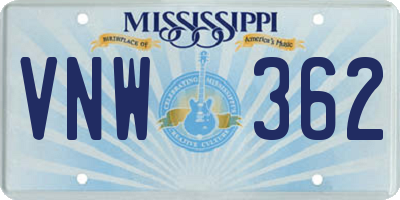MS license plate VNW362