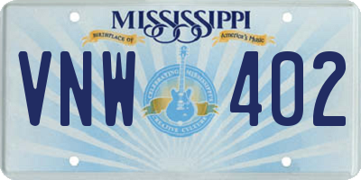 MS license plate VNW402