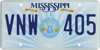 MS license plate VNW405