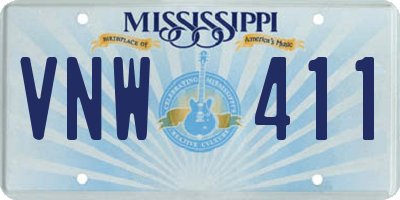 MS license plate VNW411
