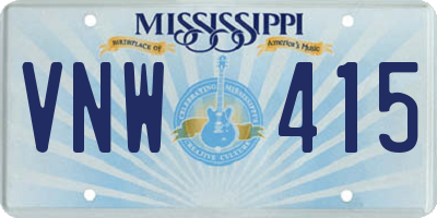 MS license plate VNW415