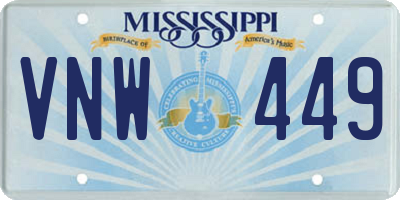 MS license plate VNW449