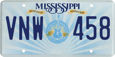MS license plate VNW458