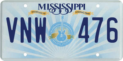 MS license plate VNW476