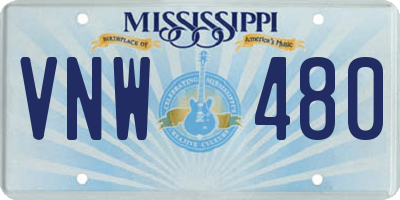 MS license plate VNW480