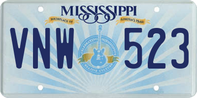 MS license plate VNW523