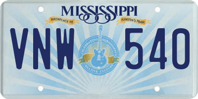 MS license plate VNW540