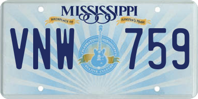 MS license plate VNW759
