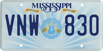 MS license plate VNW830