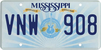 MS license plate VNW908