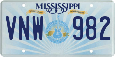 MS license plate VNW982