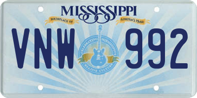 MS license plate VNW992