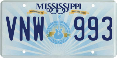 MS license plate VNW993