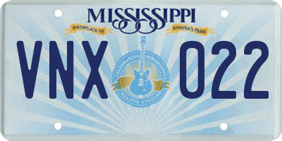 MS license plate VNX022