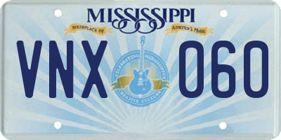 MS license plate VNX060