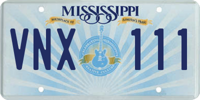 MS license plate VNX111