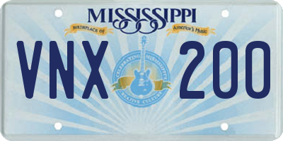 MS license plate VNX200