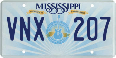 MS license plate VNX207