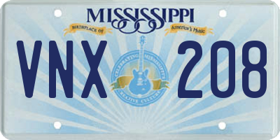 MS license plate VNX208