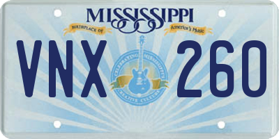 MS license plate VNX260