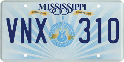 MS license plate VNX310