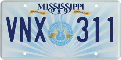 MS license plate VNX311