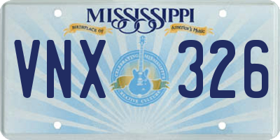 MS license plate VNX326