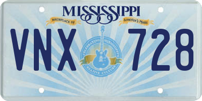 MS license plate VNX728