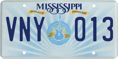 MS license plate VNY013