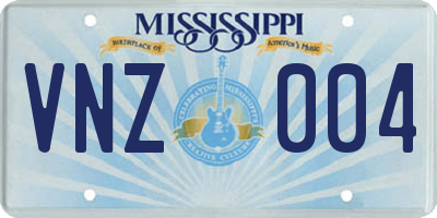 MS license plate VNZ004