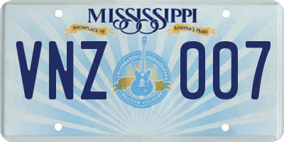MS license plate VNZ007