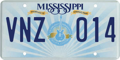 MS license plate VNZ014
