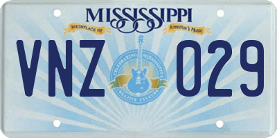 MS license plate VNZ029