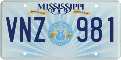 MS license plate VNZ981