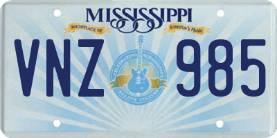 MS license plate VNZ985