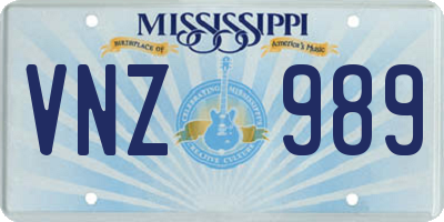 MS license plate VNZ989