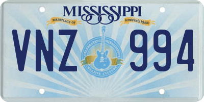 MS license plate VNZ994