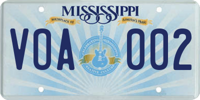 MS license plate VOA002