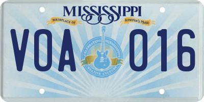 MS license plate VOA016