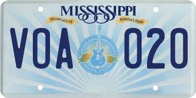 MS license plate VOA020