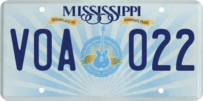 MS license plate VOA022