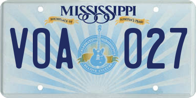 MS license plate VOA027