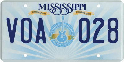 MS license plate VOA028