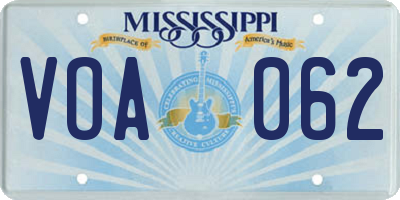 MS license plate VOA062