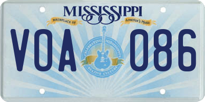 MS license plate VOA086
