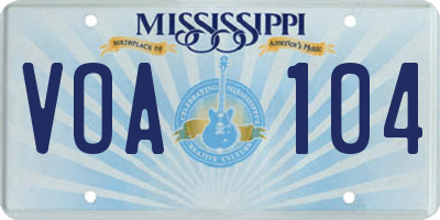 MS license plate VOA104