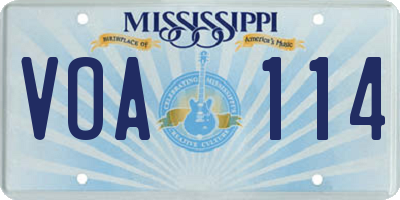 MS license plate VOA114