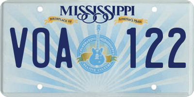 MS license plate VOA122
